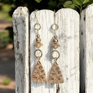 5 For $25💫Upcycled Gold Embossed Triangle Dangles